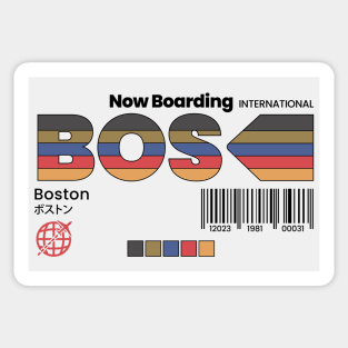 Vintage Boston BOS Airport Label Retro Travel Sticker